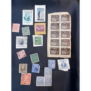 Vintage Worldwide Postage Stamp Lot Assorted Used Singles and Blocks